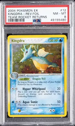 2004 POKEMON EX TEAM ROCKET RETURNS #12 KINGDRA-REVERSE FOIL PSA 8 - Image 1