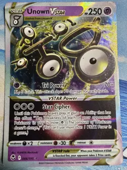 Unown VSTAR 066/195 Holo VSTAR Rare Silver Tempest Pokemon HP/DMG - Image 1