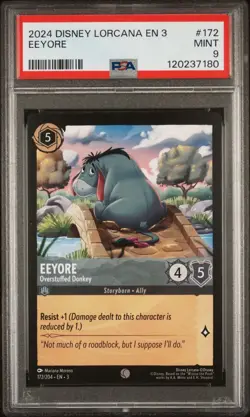 Disney Lorcana TCG Eeyore Overstuffed Donkey Into the Inklands 172/204 PSA 9 - Image 1