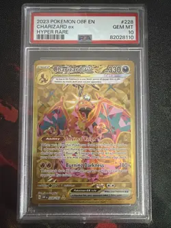 Pokemon TCG Charizard Gold Hyper Rare Card 228/197 Obsidian Flames Graded PSA 10 - Image 1