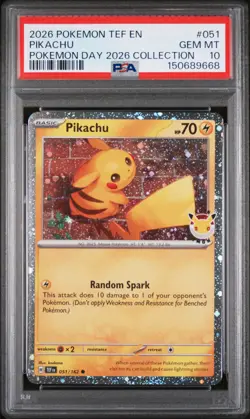 2026 POKEMON TEF EN-TEMPORAL FORCES POKEMON DAY 2026 COLLECTION PIKACHU PSA 10 - Image 1