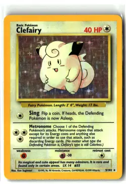 1999 Clefairy ⭐ 5/102 Holo Rare Base Set WOTC Vintage Unlimited Pokemon NM/LP - Image 1