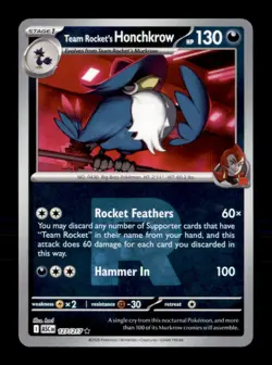 Team Rocket's Honchkrow (Team R 127/217 Ascended Heroes Pokemon Reverse Holo NM - Image 1