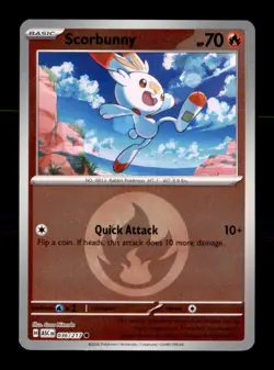Scorbunny (Energy Symbol Pattern 036/217 Ascended Heroes Pokemon Reverse Holo NM - Image 1