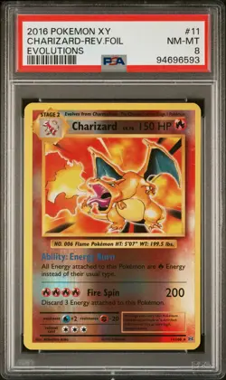 2016 POKEMON XY EVOLUTIONS #11 CHARIZARD-REVERSE FOIL PSA 8 - Image 1