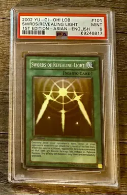 2002 Yu-Gi-Oh! LOB 1St Edition SWRDS/REVEALING LIGHT #101 PSA 9 - Image 1