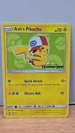 Ash's Pikachu SM112 Black Star Promo Card Pokemon Movie - Image 1