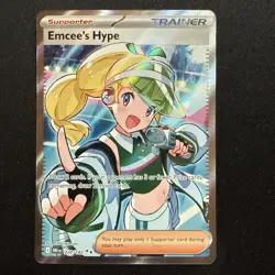 Pokemon TCG Emcee’s Hype 220/182 Scarlet & Violet SV10 Destined Rivals Holo NM/M - Image 1