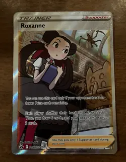 Pokemon Cards, Roxanne Card Art, Psychic Gold, Radiant Jirachi/Charjabug - Image 3