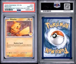 Pokemon Day 2026 Collection TEF EN - Pikachu #51 Stamped Cosmos Holo PSA 10 - Image 3