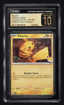 2026 POKEMON TEMPORAL FORCES POKEMON DAY 2026 COLLECTION PIKACHU CGC PRI 10 - Image 1