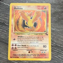 Wizards of the Coast Pokemon TCG Moltres 12/62 Fossil Holo Rare 70 HP 1999 - Image 1