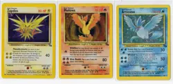 Pokemon TCG Fossil Holo Legendary Birds Zapdos 15/62 Moltres 12/62 Articuno 2/62 - Image 1