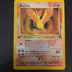 Pokemon TCG Moltres Holo Rare Fossil 12/62 1st edition 70 HP English 1999 - Image 1