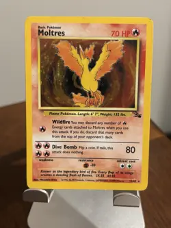 Pokemon TCG Moltres 12/62 Fossil Holo Rare Unlimited WOTC - Image 1