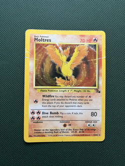Pokemon TCG Moltres 12/62 Fossil Holo Rare WOTC HP Condition - Image 1