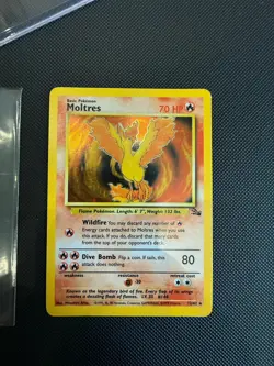 Moltres Fossil Holo Rare Pokemon TCG Card Set 12/62 Vintage - Image 1