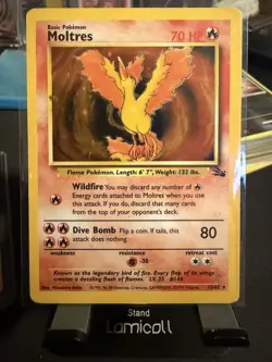 Moltres 12/62 Fossil Holo Rare Unlimited 70 HP 80 Attack 1999 Pokemon TCG - Image 1
