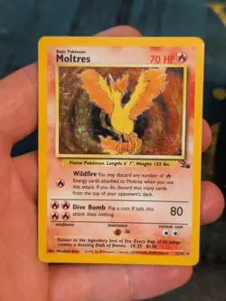 Pokemon TCG Moltres Fossil Holo Card 12/62 Unlimited Rare. Excellent condition - Image 1