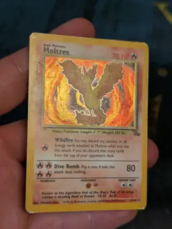 Pokemon TCG Moltres Fossil Holo Card 12/62 Unlimited Rare. Excellent condition - Image 4