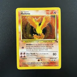 Moltres Fossil Holo Rare 12/62 70 HP English 1999 Unlimited Pokemon TCG [LP] - Image 1