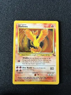 Pokemon TCG Moltres Fossil Holo Card 12/62 Unlimited Rare. Excellent condition - Image 1