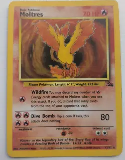 Pokemon TCG Moltres Fossil Holo Card 12/62 Unlimited WOTC 1999 - Image 1