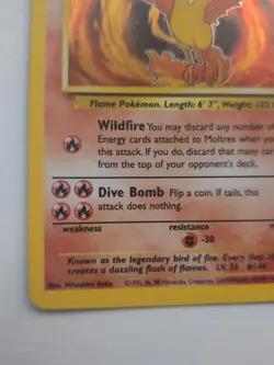 Pokemon TCG Moltres Fossil Holo Card 12/62 Unlimited WOTC 1999 - Image 3