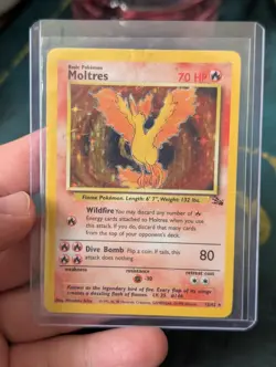 Pokemon TCG Moltres Fossil Holo Card 12/62 HP - Image 1
