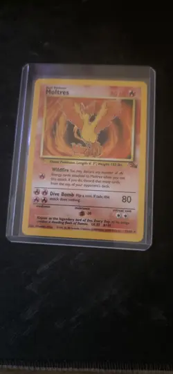 Pokemon TCG Moltres 12/62 Fossil Holo Rare Unlimited English 1999 70HP - Image 1