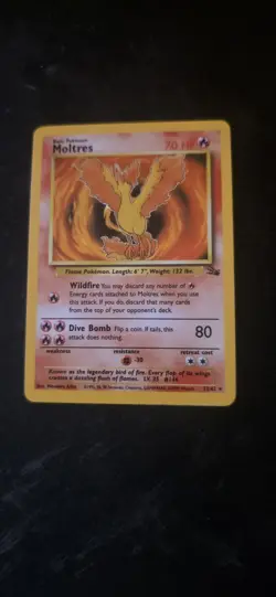Pokemon TCG Moltres 12/62 Fossil Holo Rare Unlimited English 1999 70HP - Image 2