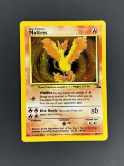 Wizards Pokemon TCG Moltres 12/62 Fossil Holo Rare HP70 English 1999 Unlimited - Image 1