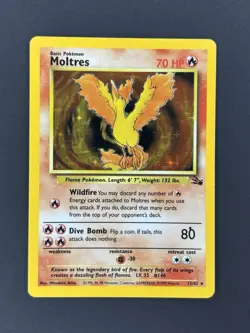 Wizards Pokemon TCG Moltres 12/62 Fossil Holo Rare HP70 English 1999 Unlimited - Image 2