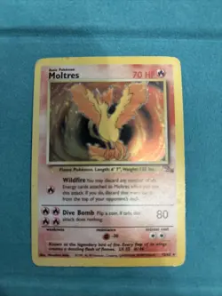 Pokemon Moltres TCG Fossil Holo Card 12/62 1999 Unlimited Edition LP - Image 1