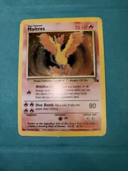 Pokemon Moltres TCG Fossil Holo Card 12/62 1999 Unlimited Edition LP - Image 4