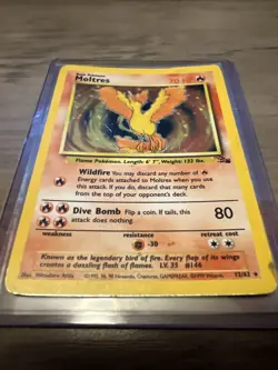 Pokemon TCG Moltres Fossil Holo Card 12/62 MP - Image 2