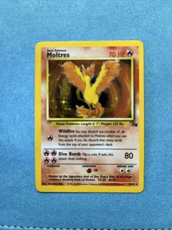 Pokemon TCG Moltres Holo Rare Card 12/62 Fossil Set 1999 Vintage - Image 1