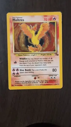 Pokemon TCG Moltres Fossil Holo Card 12/62 Unlimited - Image 1