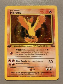 Pokemon TCG Fossil 1st Edition Moltres Holo 12/62 In HP Condition - Image 1
