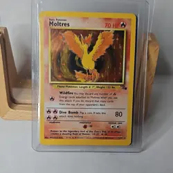 Pokemon TCG Moltres Fossil Holo Rare Unlimited 12/62 NM great cond - Image 1