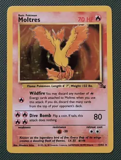 Pokemon TCG Moltres Fossil 12/62 Unlimited Holo Rare - LP - Image 1