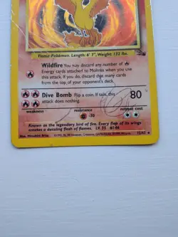 Pokemon TCG Moltres Fossil Holo Card 12/62 Unlimited WOTC - Image 3