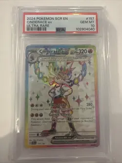 PSA 10 Gem Mint Cinderace Ex Ultra Rare #157 2024 Pokemon SCR Stellar Crown - Image 1