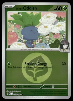 Pokemon Cards Erika's Oddish (Energy Symbol) 001/217 Reverse Holo ASC NM *2 - Image 1