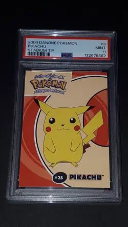 2000 Danone Pokemon Pikachu #3 stadium tip PSA 9 Mint - Image 1