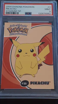 2000 Danone Pokemon Pikachu #3 stadium tip PSA 9 Mint - Image 3