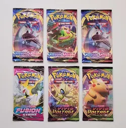 Pokemon TCG - Booster Pack Lot x6 Fusion Strike Vivid Voltage SWSH Base, Sealed - Image 1