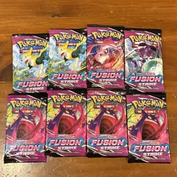 Pokemon TCG Sword & Shield—Fusion Strike Booster Pack Lot of 8 English FREE SHIP - Image 1