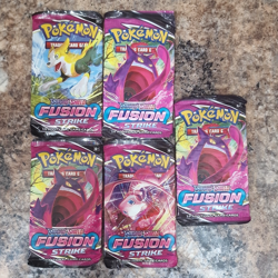 Pokemon TCG Sword & Shield Fusion Strike Booster Packs 5-Pack Lot - Image 1