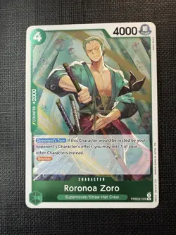 One Piece CCG Roronoa Zoro PRB02-006 R Foil 4000 Cost 4 Blocker - Image 1